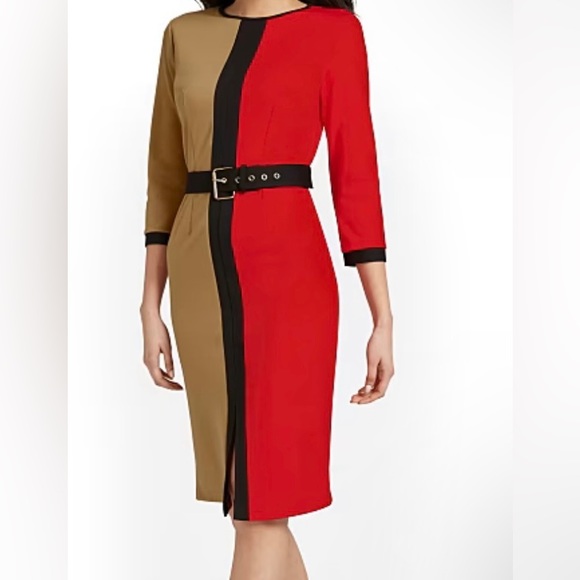 NEW YORK & COMPANY Sheath Color-block Dress - Picture 1 of 5